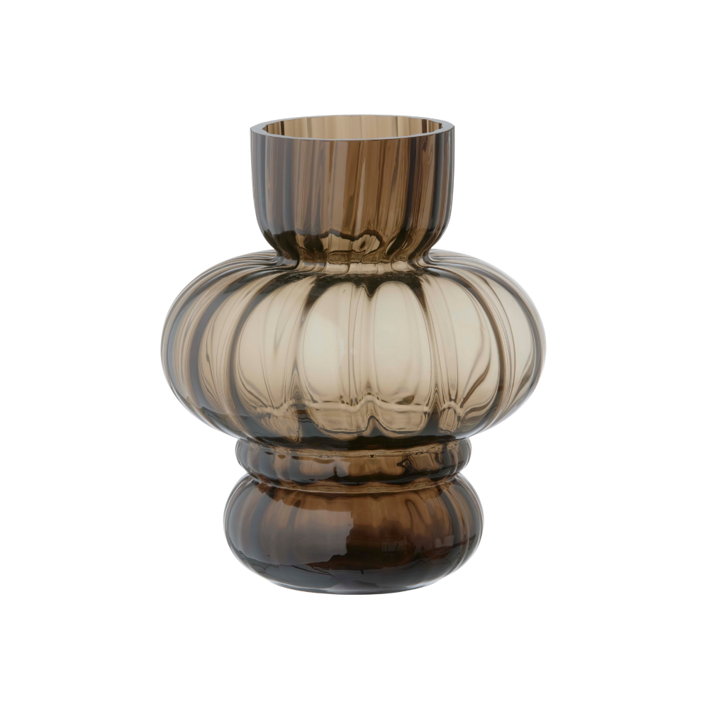 Mundblæst vase, brun - H26 cm